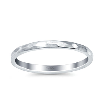 Hammered Rhodium Plated Band Solid 925 Sterling Silver Thumb Ring (2mm)